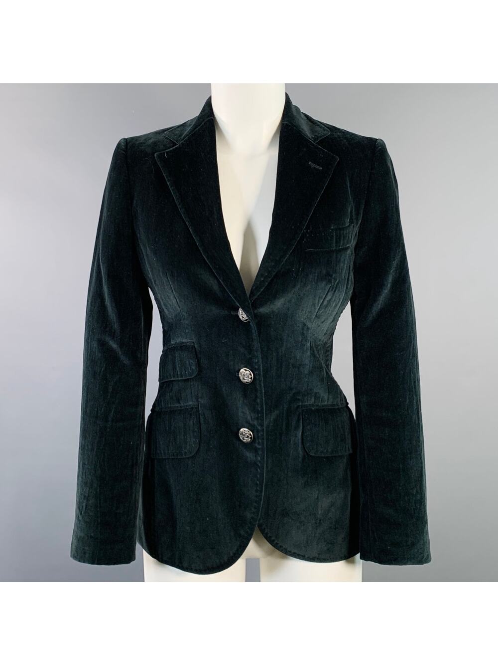 DOLCE & GABBANA Size 2 Black Velvet Notch Lapel Jacket Blazer
